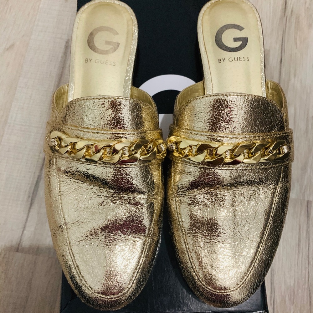 Guess Gold Slide On Flat Mule